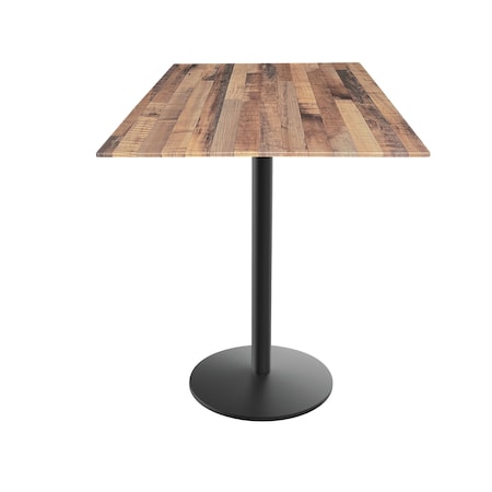 Holland Bar Stool Co 36 Tall OD214 Black Table Base w22 Diameter Foot and 36x36 Square Rustic Top, IndoorOutdoor OD214-2236BWODS36SQRustic